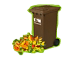 Brown wheelie bin for garden waste